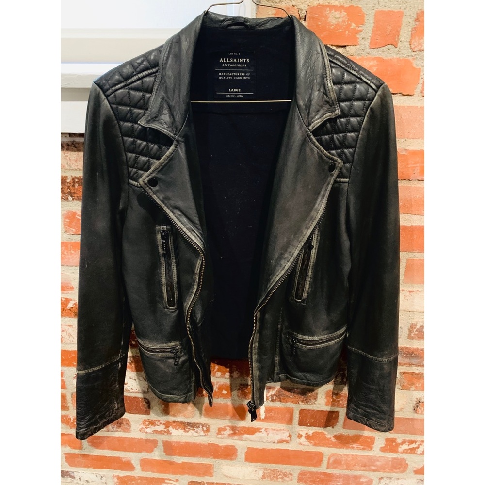 Men’s All saints leather Moto jacket size large